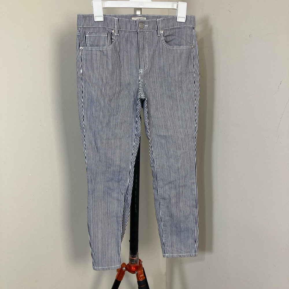 LOFT Blue White Stripes Slinny Jeans